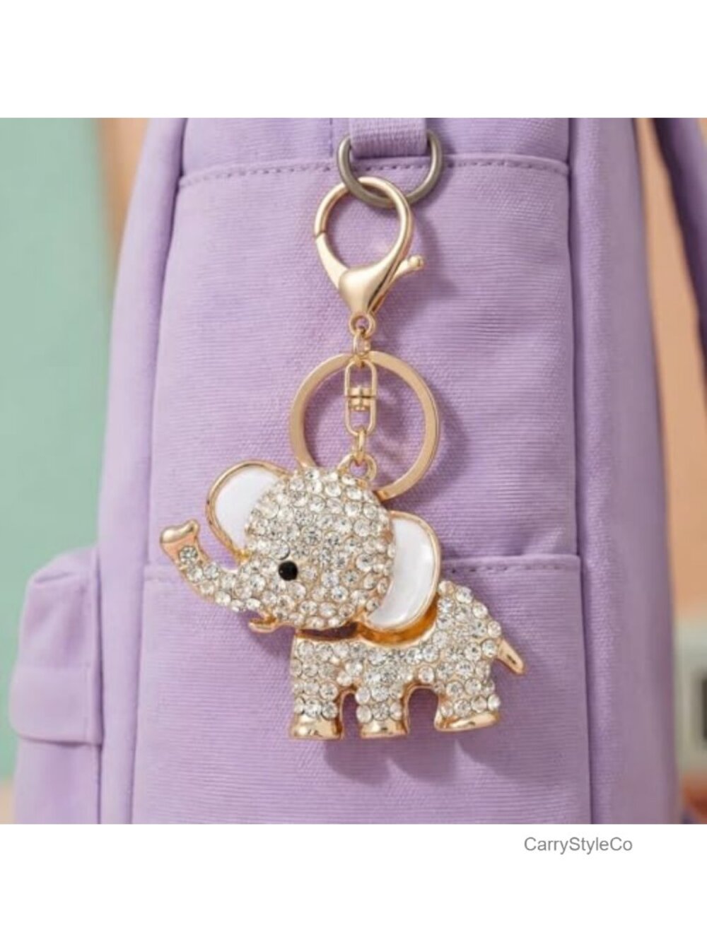 Crystal Rhinestone Elephant Keychain Bag Charm - Picture 4 of 6